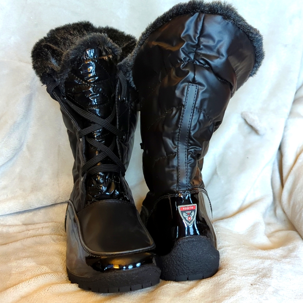 Black Sporto "Charles"- faux furlined Waterproof Snow Boots